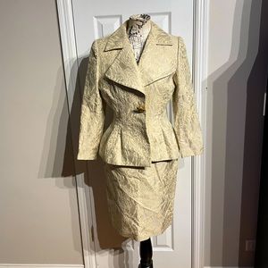 Sable Et Or Brocade Jacquard Suit FRENCH FASHION Vintage 60s Structured ABSTRACT